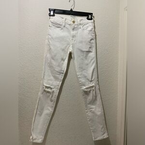 FRAME white denim Le High skinny jeans cropped size 24